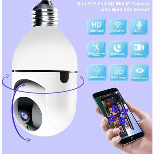 1080P IP Camera Bulb Wifi Camera PTZ Infrared Night Vision Two Way Talk Baby Monitor Auto Tracking Ycc365 Plus for Home Security