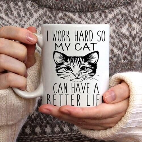 Cute Cat Ceramics Coffee Mug Diy Customize Print Photo Text LogoDrinkware Coffee Tea Cup Novelty Milk Cup Breakfast Dropshipping