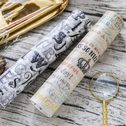 20cm*5m/Roll Retro Alphabet And Letter Stationery Washi Masking Tape Scrapbooking Paper Sticker DIY Crafts Adhesive Decoration