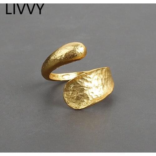 LIVVY Silver Color Rings For Women Trendy Simple Fashion Line Cross Resizable Rings 2021 Trend