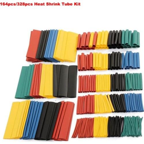164pcs/328pcs Heat Shrink Tube Kit Shrinking Assorted Polyolefin Insulation Sleeving Heat Shrink Tubing Wire Cable 8 Sizes 2:1