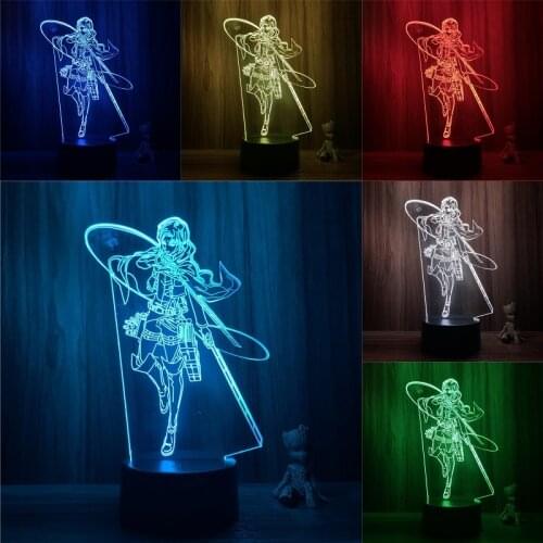 Attack on Titan Levi Cool Standing 3D Lamp Action Figure LED NightLight 7 Colors Touch Table Decor Night Light Gift Model