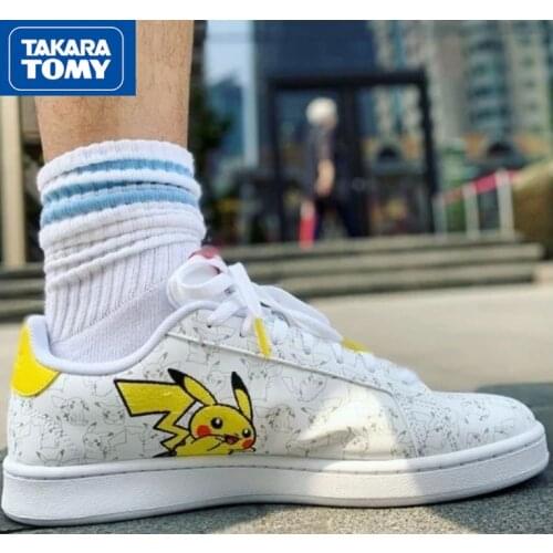 TAKARA TOMY Pokemon Mens Comfortable Breathable Non-slip Wear-resistant White Shoes Simple Cartoon Sneakers