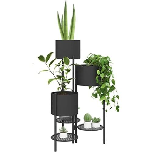Nordic Living Room Wrought Iron Flower Stand Floor-standing Foldable Green Rack Three-layer Integrated Plant Stand Metal Shelf