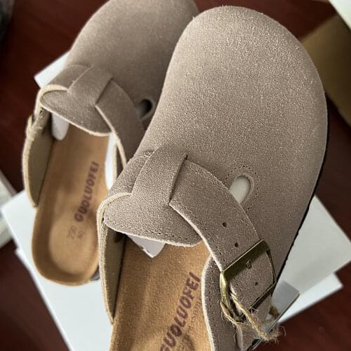 2020 Summer Mens Closed Toe Slippers New Suede Leather Clogs Sandals For Men Women Garden Clog Slides Unisex Big Size 35-46