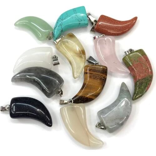 Natural Stone Agates Crystal Pendant Knife Shape Semi-precious Charms Pendants Jewelry Making DIY Earring Necklace Size 14x28mm