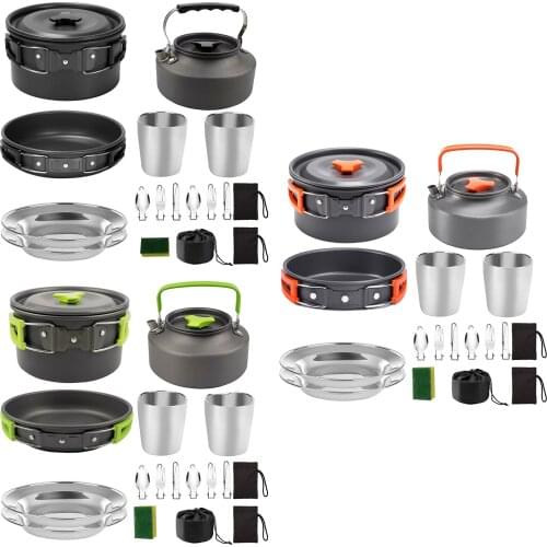 Portable Picnic Cooking Tool Set Ultralight Outdoor Camping Cookware Set Cooking Pot Pan Cup Sets For Camping Picnic Accessories