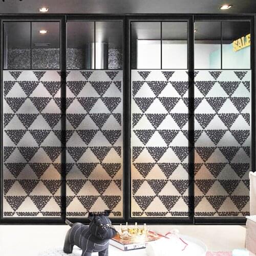 Custom Size Static Cling Window Film Black geometry Decorative Private Frosted Glass Sticker For Bedroom Bathroom Kitchen Living