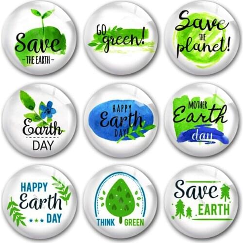 Mother Earth Day glass cabochon,Save the planet Go green flower tree Round photo glass cabochon demo flat back Making findings