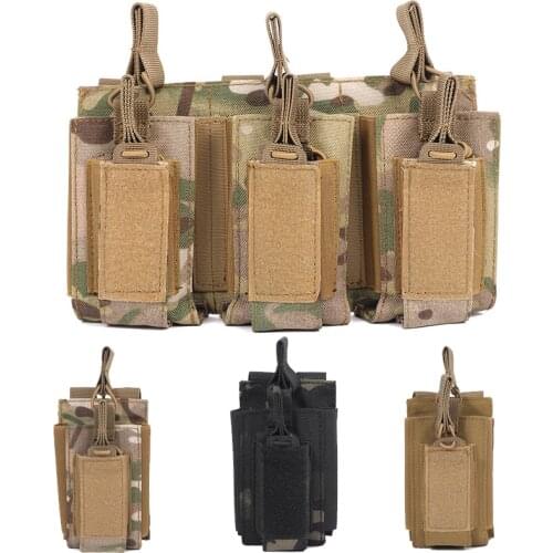 Tactical Molle Magazine Pouch Military Single/Triple Rifle Pistol Mag Pouch 2-Layer Cartridge Holder for AK M4 M14 M16 AR