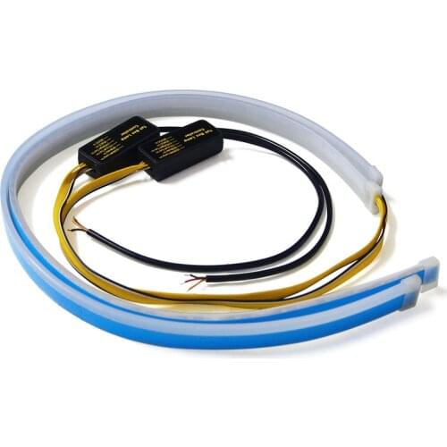 Factory Automobile Led Day Light Ultra Thin Light Guide Strip Two Color White Yellow Steering Decorative Lamp Running Lamp