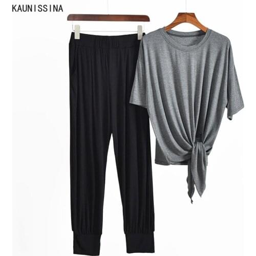 Women Summer Sleepwear Pajamas Set Short Sleeve O-Neck TopLog Harem Pants Pajama Loungewear Suit Spring Autum Ladies Pyjamas