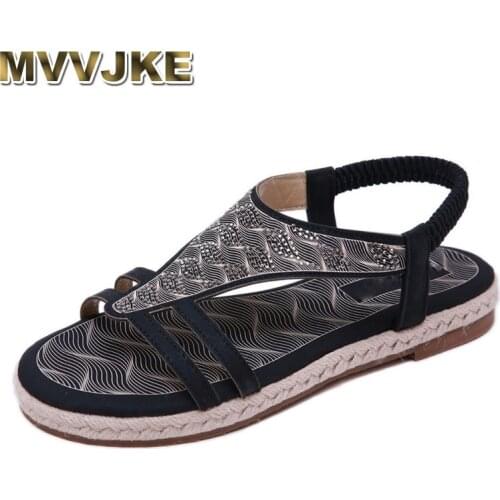 MVVJKE Women Sandals 2019 Summer Fashion Bohemian Flip Flops Soft Women Flat Sandals Ladies Casual Slip-On Beach Sandals Shoes