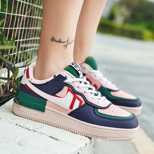 Womens Sneakers Fashion Womans Flat Shoe Casual Sport Shoes For Women Comfort White Vulcanized Platform Shoes Air Force Series