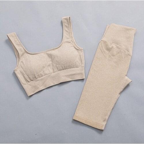 Women Gym Yoga Fitness Set Seamless High Waist Push Up Running Shorts & Bra Workout Outfits Stretch Sportswear Clothing Suit