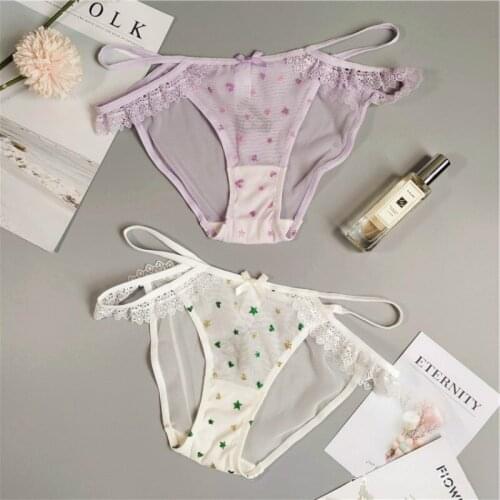 Underwear Women Sexy Panties Sweet Low-waist Hot Gold Love Fresh Ladies Briefs Mesh Comfortable Breathable High Quality