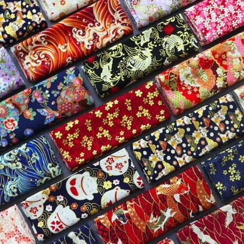 150cm*50cm Bronzing Pure Cotton Fabric Kimono Cheongsam Woven Kam Fabric Handmade Patchwork Home DIY Cotton Clothing Fabric