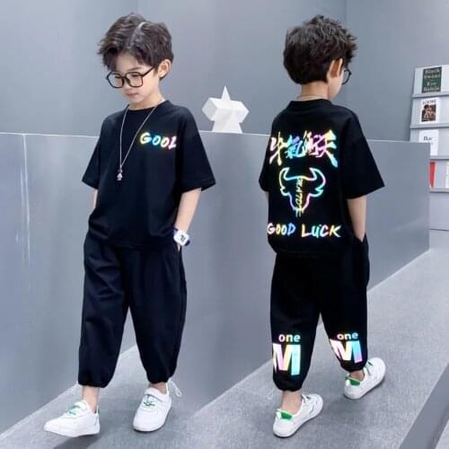 2021 Summer Children Suits For Baby Boys Short Sleeve Sets For Baby Boys Two Clothes T-shirt + Shorts Sets Toddler Clothing3-14Y