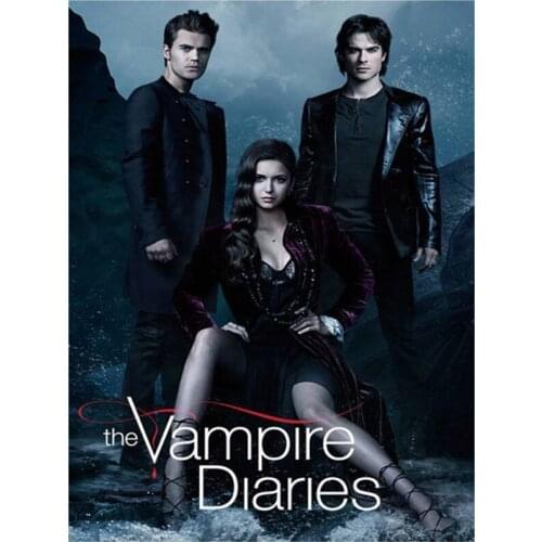 5D DIY Full Round Diamond Painting The Vampire Diaries TV Poster 3D Embroidery Cross Stitch Rhinestone Mosaic Home Decor Y142