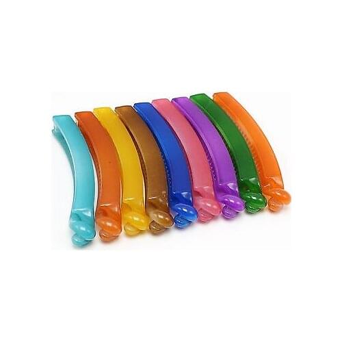 8 Mixed Jelly Color Plastic Banana Clips Hair Claw Ponytail Holder 82mm for DIY