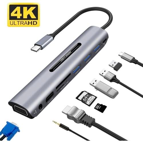 9 in 1 USB Hub multi-function hub 4K high-definition HDMI USB Hub Type-C docking station