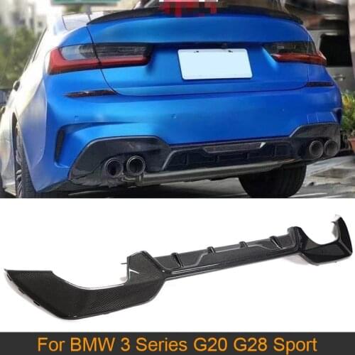 Car Rear Bumper Diffuser Lip Spoiler for BMW 3 Series G20 G28 Sport 2019 2020 Car Rear Diffuser Lip Spoiler Guard Carbon Fiber