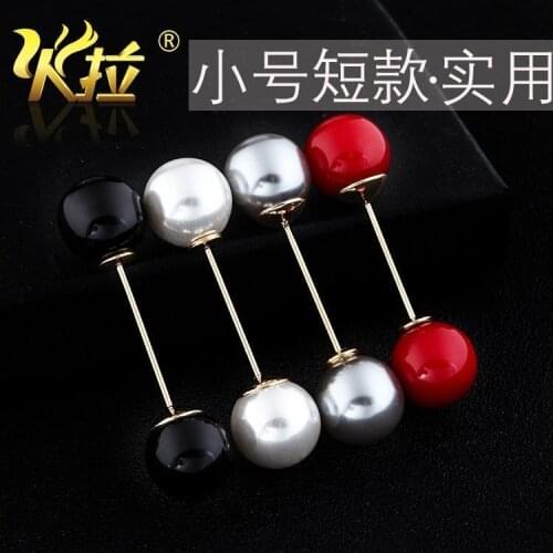 Simple style pearl short pin brooch female Korean high-grade shirt Brooch Pin buckles shawl cardigan