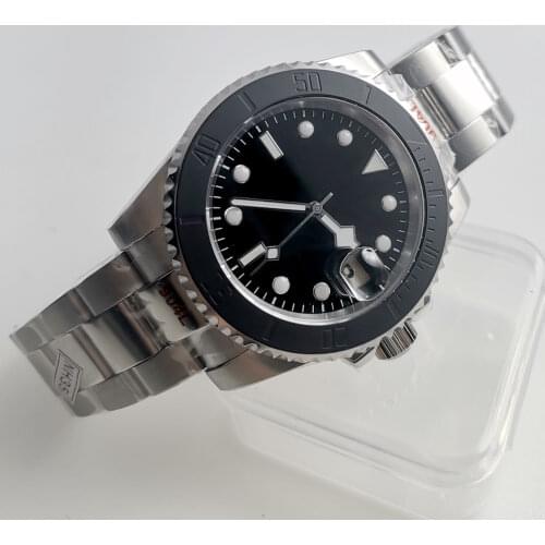 BLIGER Sterile Snow Flake Hand NH35A MIYOTA Selfwinding Wristwatch Men Brushed Insert Polish Oyster Band Screw Crown 316L Case