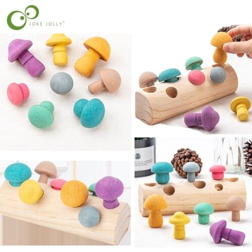 Wood Toy Childrens Simulation Mushroom Picking Game Baby Early Education Puzzle Concentration Training Fun Mushroom Picking WYW
