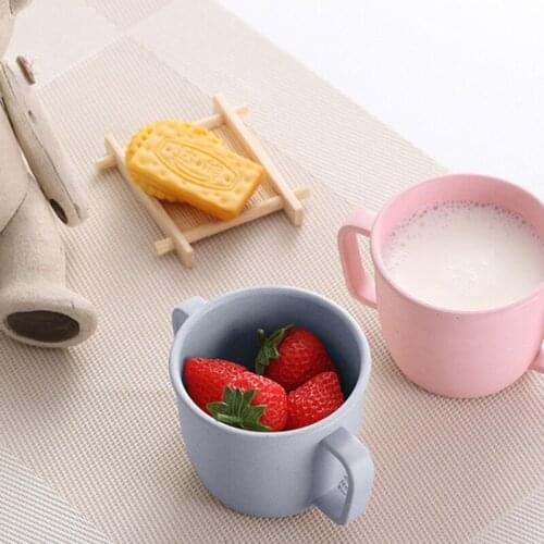 Baby Wheat Straw Environmental Water Cup Children Breakfast Double Handle Eco Friendly Milk Drink Cup