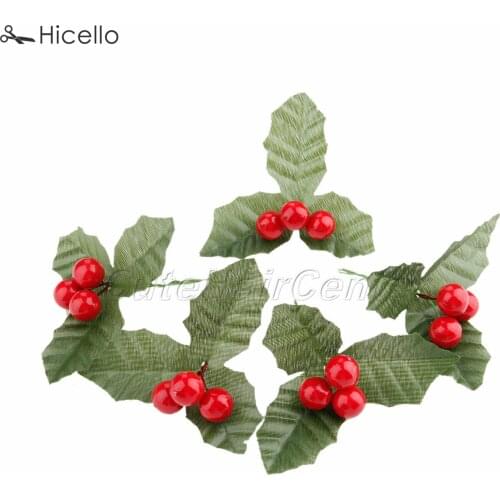 10PCS Artificial Berries 15mm leaves Christmas Wedding Birthday Party Garden Home Shop Decoration DIY Craft Tool