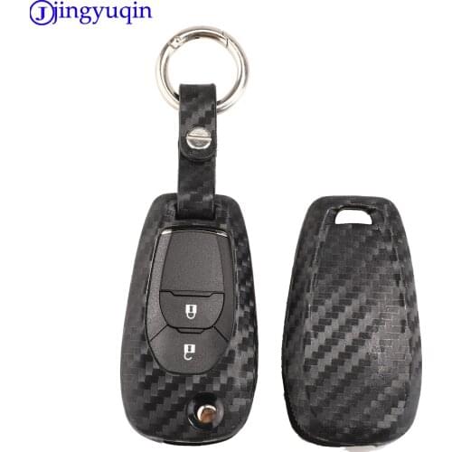 Jingyuqin For Chevrolet Chevy Cruze 2016 2017 Malibu Aveo Captiva / 2/3/4 Buttons Remote Protect Carbon Silicone Car Key Cover