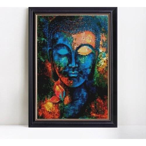 Buddha Image DIY 5D Diamond Embroidery Mosaic Art Rhinestone Religious Full Square Diamond Painting Cross Stitch Kit Wall Decor
