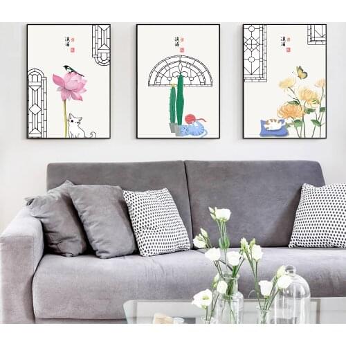 Chinese Ink Painting Style Wall Art Canvas Painting Nordic Posters And Prints Wall Pictures For Living Room Decor