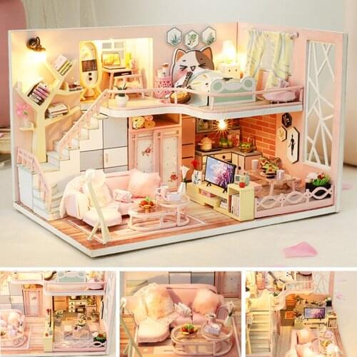 DIY Doll House Furniture Miniature Dollhouse Kit Toys For Children Handmade Model Building Christmas Gift Wooden House Roombox