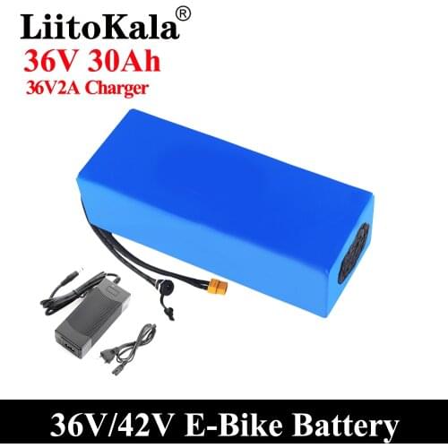 LiitoKala 36V 20Ah 30Ah 25Ah 15Ah 18650 Lithium Battery Electric Motorcycle Bicycle Scooter with 30A BMS 42V 2A charger XT60
