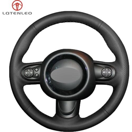 LQTENLEO Black PU Artificial Leather DIY Hand-stitched Car Steering Wheel Cover For Mini Coupe Cooper Clubman Roadster 2004-2015