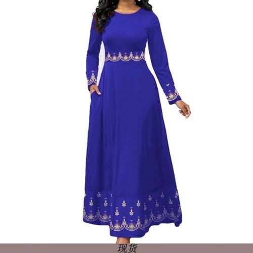 Fashion Autumn Winter Dress Women 2021 Vintage Print Ball Gowm Maxi Dresses Casual Elegant Robe Slim Long Party Chic Dress 5XL