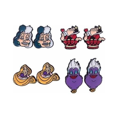 Disney Princess Hair Style Fashion Anime Action Figures Cartoon Products Accessories Stud Earrings Unisex Birthday Gifts