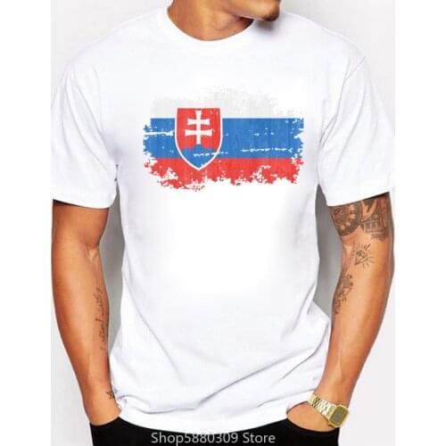 2020 Top Quality Nostalgic Style Slovakia National Flag Printed T Shirt Men Summer Short Sleeve Casual Men T-shirt