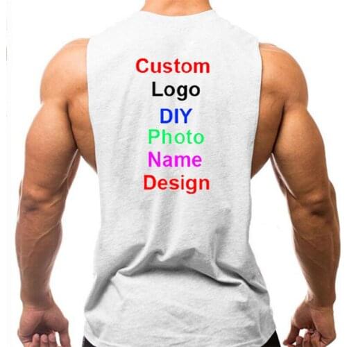 Mens Your OWN Design Brand Logo/Picture Workout Gym Clothing Bodybuilding Tank Top Custom Sport Fitness Singlets Sleeveless Vest