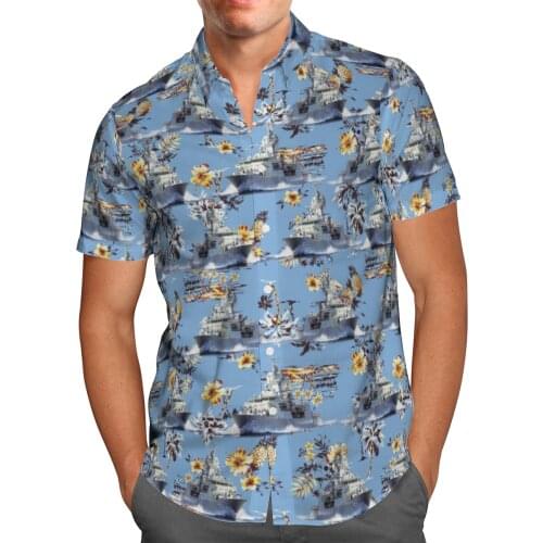 Warship 3D Beach Camisa Hawaii Shirt 2021 Summer Mens Shirt Short Sleeve Shirt Streetwear Oversized 5XL Camisas De Hombre-606
