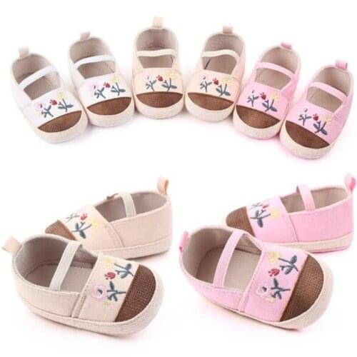 New Autumn Baby Shoes Toddler Cotton First Walker Lovely Flower Newborn Canvas Shoes Sapatos Infants Soft Sole Crib Shoes
