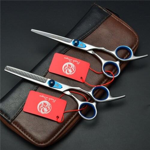 2Pcs 6.0 inch 17.5cm Professional Human Hair Scissors Hairdressing Cutting Shears + Thinning Scissors Hair Styling Tools Z1003