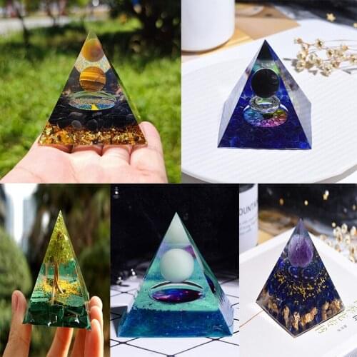 Orgone Pyramid Amethyst Peridot Healing Crystal Energy Generator Blanacing Orgonite Pyramide EMF Protection Meditation Yoga Tool