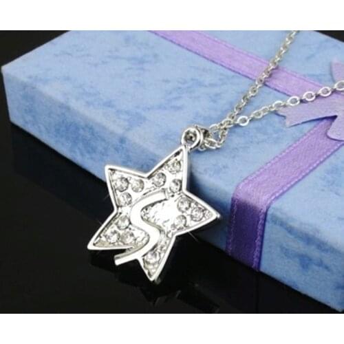 Kpop SS501 Kim Hyun Joong Kim Hyung Jun Necklace Crystal Star Letter S Pendant Choker Necklaces For Women Jewelry Collares