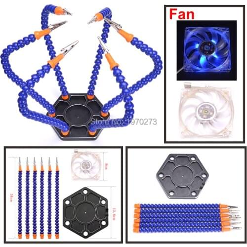 Helping Hands Third Hand Pana Hand Soldering Station Tool 6 Flexible SIX Arms w/ Fan Swiveling Alligator Clip For RC Drone Parts