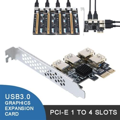 For Windows Systems 1pc PCI-E 1x to 4 Ports PCI-E Riser Card Adapter Board High Quality USB 3.0 Interface Expansion Cards Pohiks
