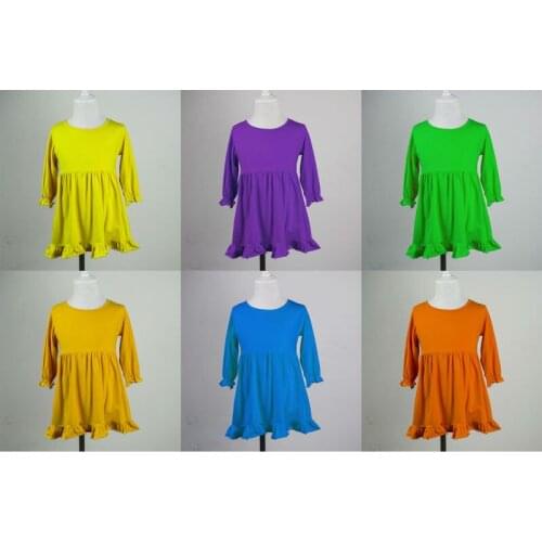 Ruffle princess girls dresses boutique clothing kids infant children party frock designs model knit cotton baby girl clothes