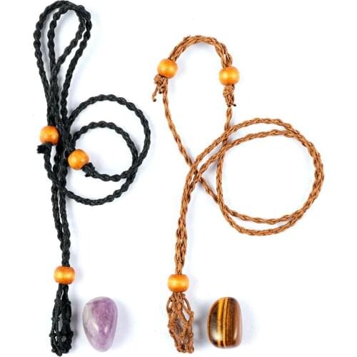 Hand-knitted Crystals Pendant Stone Holder Handmade Empty Stone Holder Braided Necklace Cord For Making Jewelry Amulets Pendants